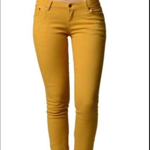Express Denim - Express Yellow-Gold Skinny Pants / Jeans - 6